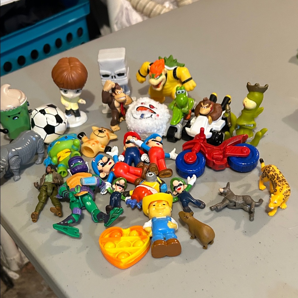 Assorted Kids Figure Bundle with Red Motorcycle and Multicolor Characters